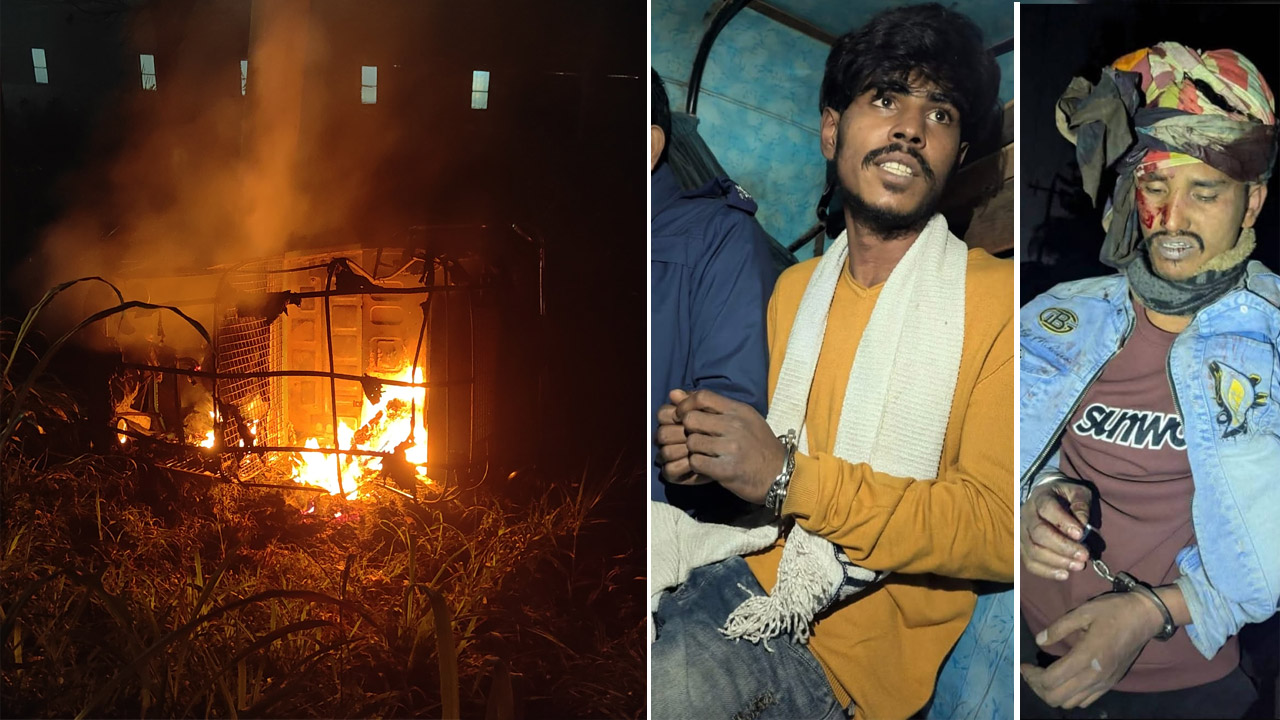 সিএনজিতে আগুন ও আটক দুইজন