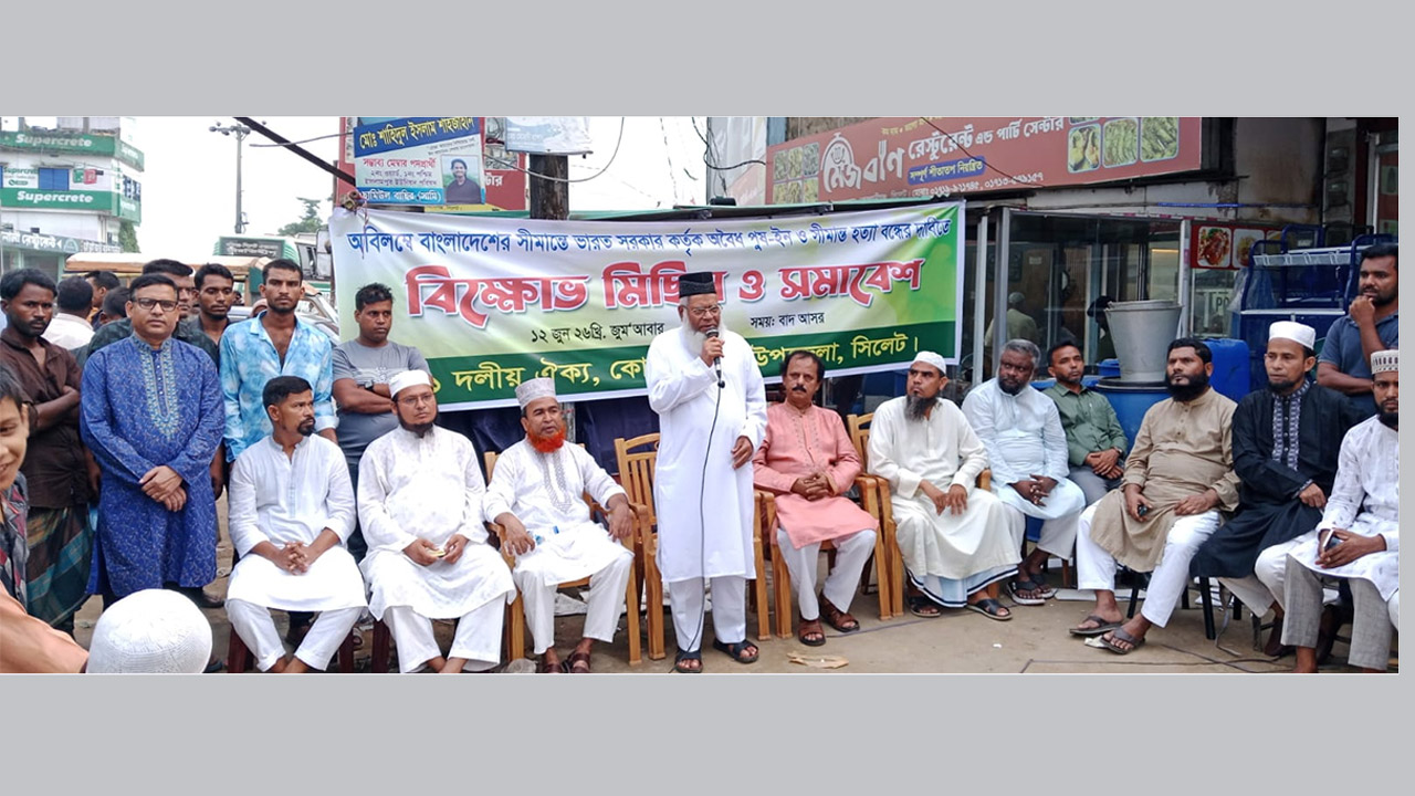 পুশইন ও সীমান্ত হত্যার প্রতিবাদে সিলেটের ৬ উপজেলায় ১১ দলের বিক্ষোভ