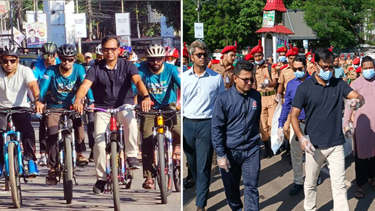 সিলেটে সাইক্লিং ও পরিচ্ছন্নতা কর্মসূচিতে জেলা প্রশাসকসহ অন্যরা