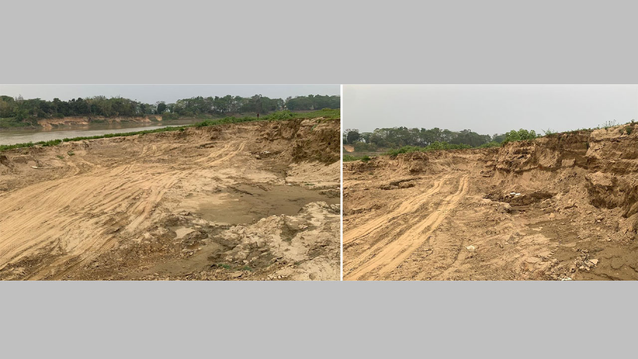চরের বালু লুটের দৃশ্য