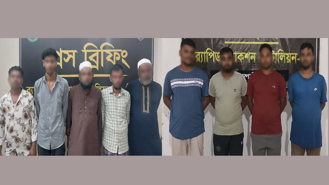 সিলেটে র‌্যাবের অভিযানে হত্যা মামলার আসামিসহ গ্রেফতার ৯