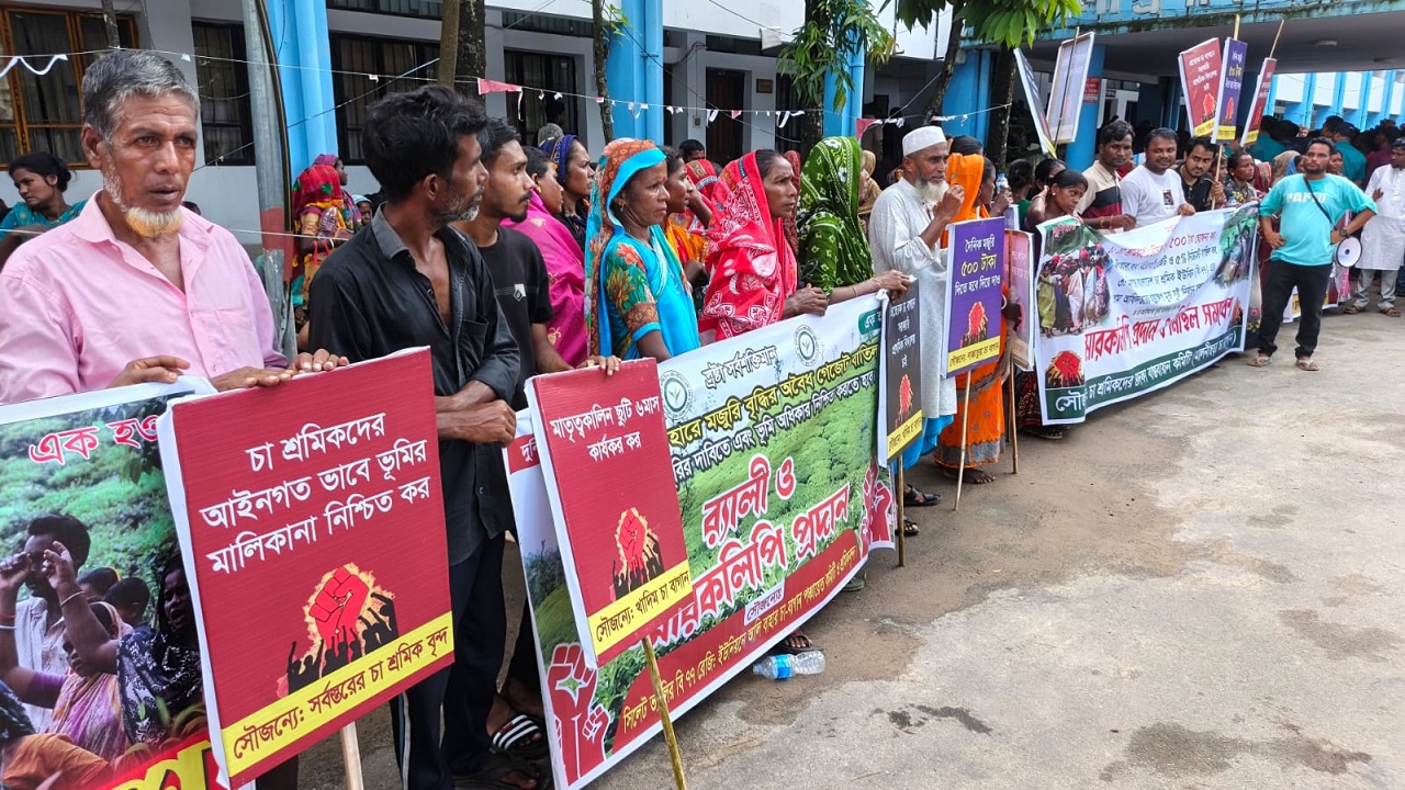 সিলেটে চা শ্রমিকদের ১৫ দিনের আল্টিমেটাম : ডিসি বরাবর স্মারকলিপি