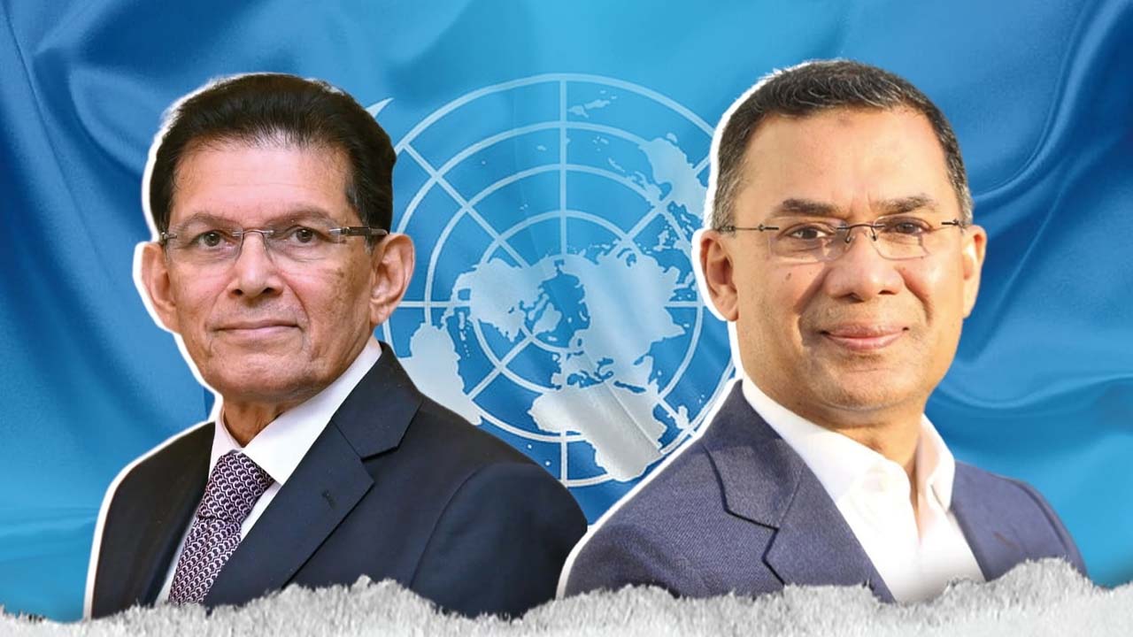 পররাষ্ট্রমন্ত্রী খলিলুর রহমান (বাঁয়ে) ও প্রধানমন্ত্রী তারেক রহমান