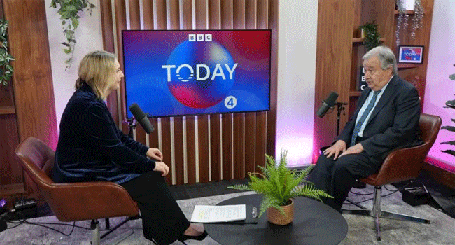 বিবিসিকে দেয়া সাক্ষাৎকারে জাতিসঙ্ঘ মহাসচিব