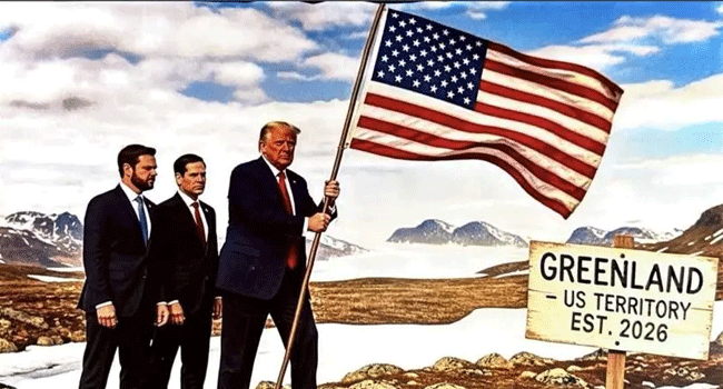 গ্রিনল্যান্ডে যুক্তরাষ্ট্রের পতাকার সম্পাদিত ছবি পোস্ট করেছেন ট্রাম্প