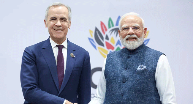 ভারতের প্রধানমন্ত্রী নরেন্দ্র মোদি ও কানাডার প্রধানমন্ত্রী মার্ক কার্নি।