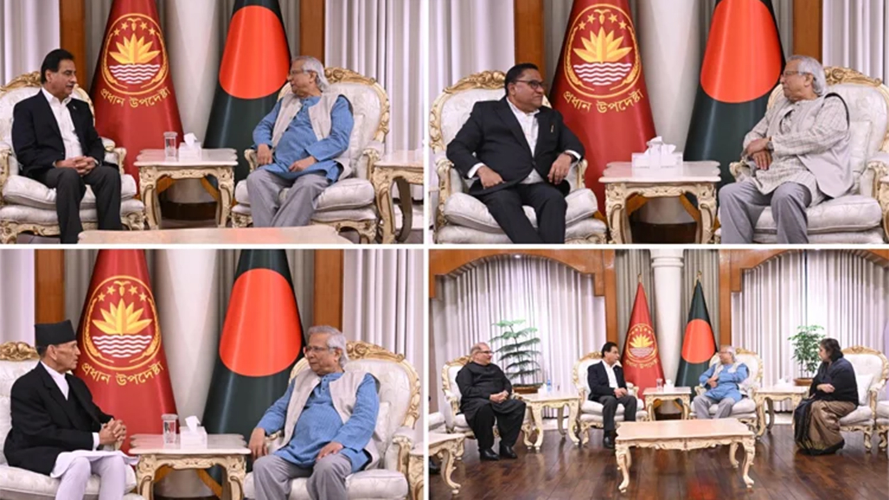 যমুনায় সার্কভুক্ত দেশগুলোর কয়েকজন নেতার সাথে বৈঠকে ড. মুহাম্মদ ইউনূস