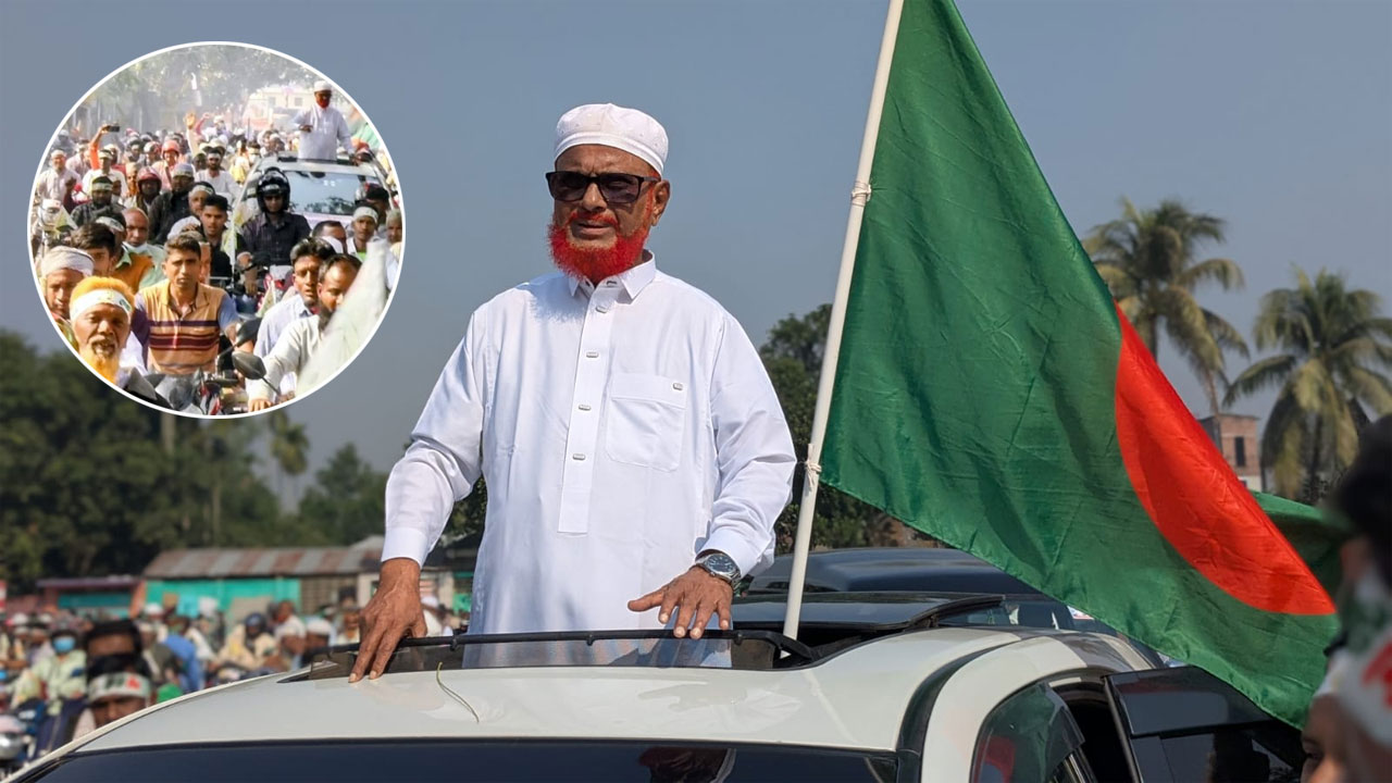 বদরগঞ্জে নির্বাচনী মোটরসাইকেল শোভাযাত্রায় এটিএম আজহারুল ইসলাম