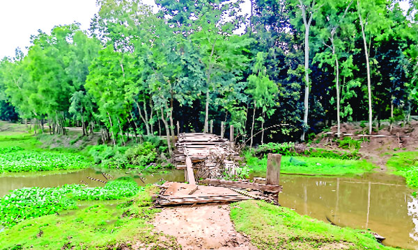 ঘোড়াঘাটের দেউলী ঘাটে ভেঙে পড়া কাঠের সাঁকো : নয়া দিগন্ত