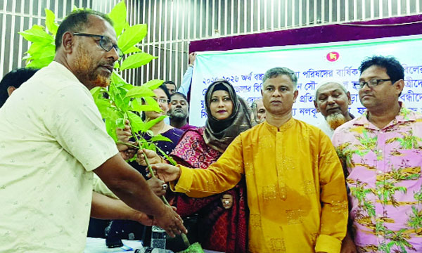 বেলকুচিতে গাছের চারা হাতে তুলে দিচ্ছেন সংসদ সদস্য আমিরুল ইসলাম খান : নয়া দিগন্ত