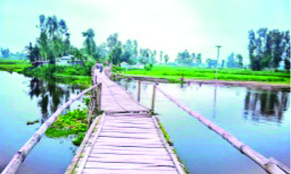 সুন্দরগঞ্জের তিস্তা নদীর ওপর নড়বড়ে কাঠের সাঁকো : নয়া দিগন্ত