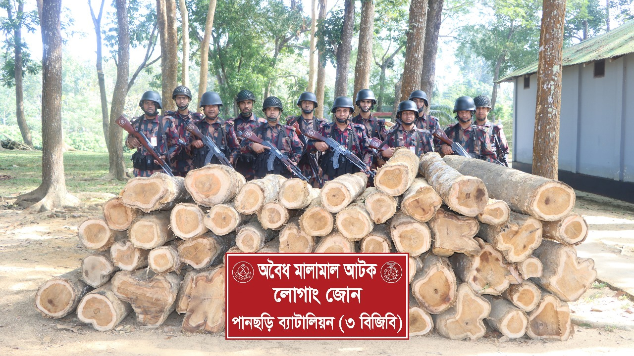 পানছড়ি বিজিবির অভিযানে সেগুন কাঠ জব্দ