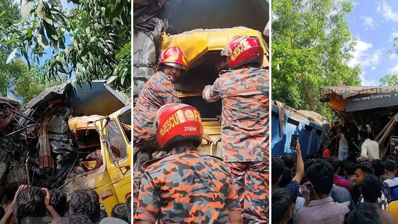 চাঁদপুরে বাস-ট্রাক মুখোমুখি সংঘর্ষে তিনজন নিহত হয়েছেন