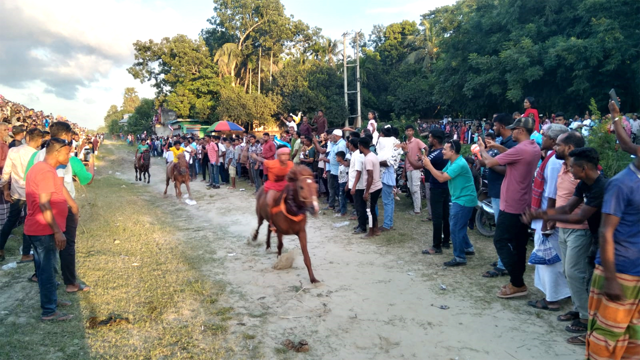 লোহাগড়ায় ঐতিহ্যবাহী ঘোড়দৌড় প্রতিযোগিতা