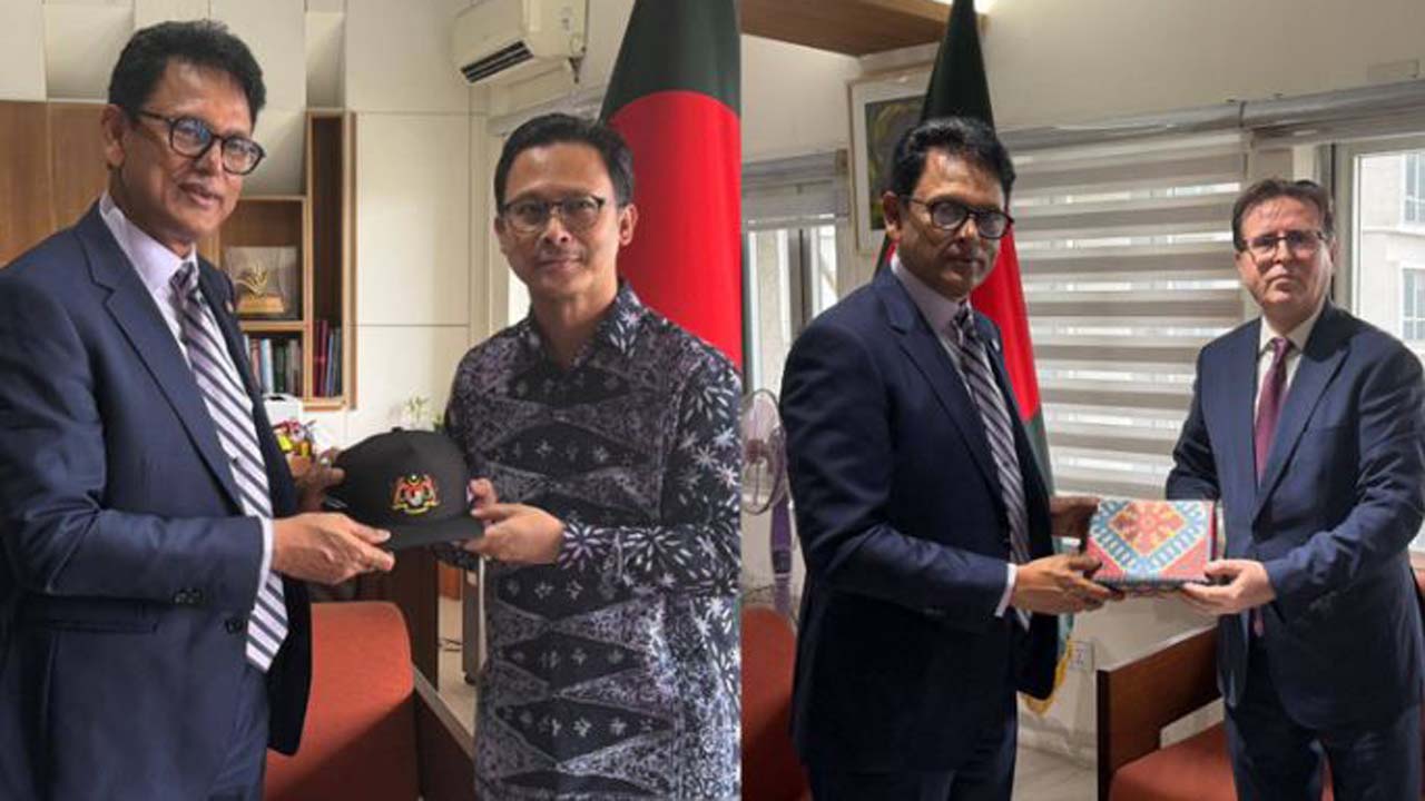 শিক্ষামন্ত্রী ড. আ ন ম এহছানুল হক মিলনের সাথে তুরস্কের রাষ্ট্রদূত রামিস সেন ও মালয়েশিয়ার হাইকমিশনার সুহাদা ওসমানের সাক্ষাৎ