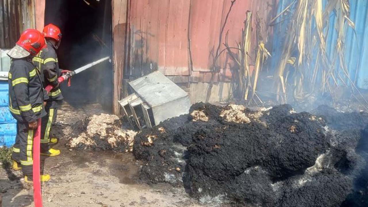 আগুন নিয়ন্ত্রণে কাজ করছে ফায়ার সার্ভিসের কর্মীরা