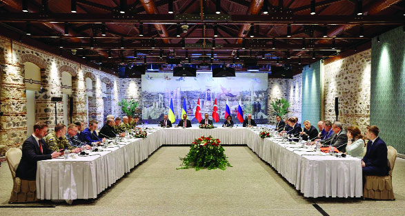 ইস্তাম্বুলের ডলমাবাহচে প্রাসাদে ইউক্রেন-রাশিয়া শান্তি আলোচনার বৈঠকে ইউক্রেন, আমেরিকান ও রাশিয়ান প্রতিনিধিরা : ইন্টারনেট