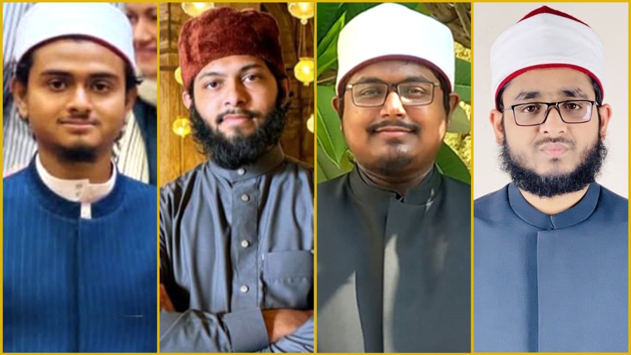 মুহাম্মদ মারুফ, মোর্তজা হাসান, মাসুম বিল্লাহ গুলজার ও শাব্বীর আহমদ গোফরান (বাঁ থেকে)