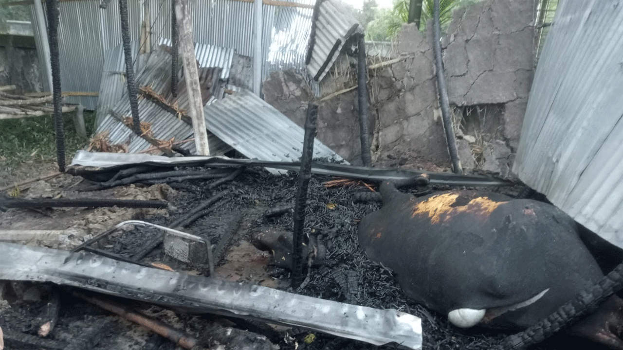 আগুনে পুড়ে যাওয়া ঘর