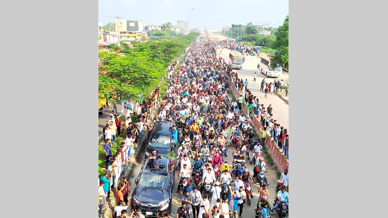 শোভাযাত্রাটি রূপ নেয় এক রঙিন উৎসবে