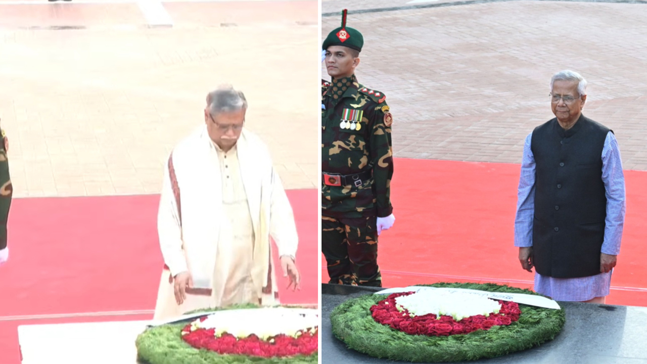 শহীদ বুদ্ধিজীবী স্মৃতিসৌধে শ্রদ্ধা নিবেদন করছেন রাষ্ট্রপতি ও প্রধান উপদেষ্টা