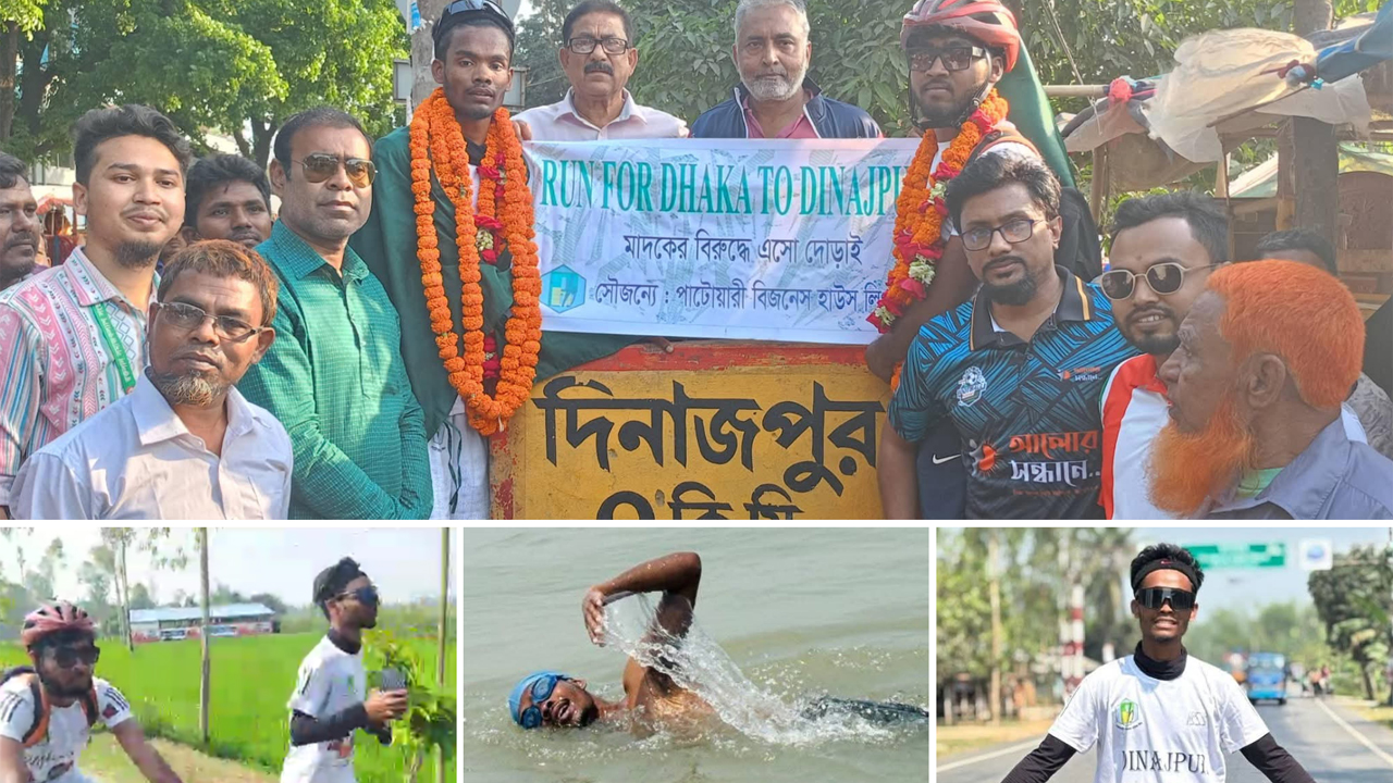 মাদকবিরোধী বার্তা নিয়ে ঢাকা থেকে দৌড়ে দিনাজপুরে সাকিব
