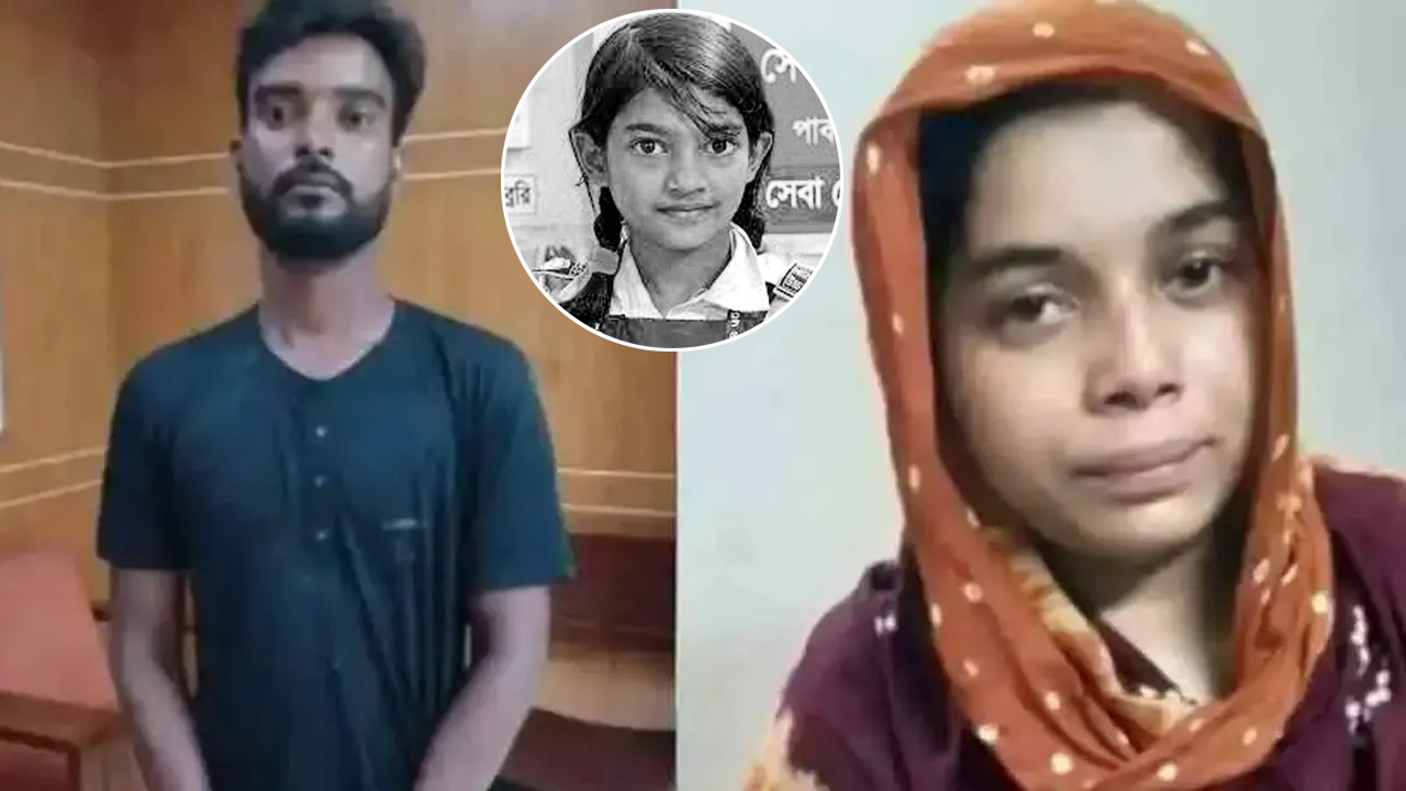 আসামি সোহেল ও তার স্ত্রী স্বপ্না (ইনটেসে শিশু রামিসা)