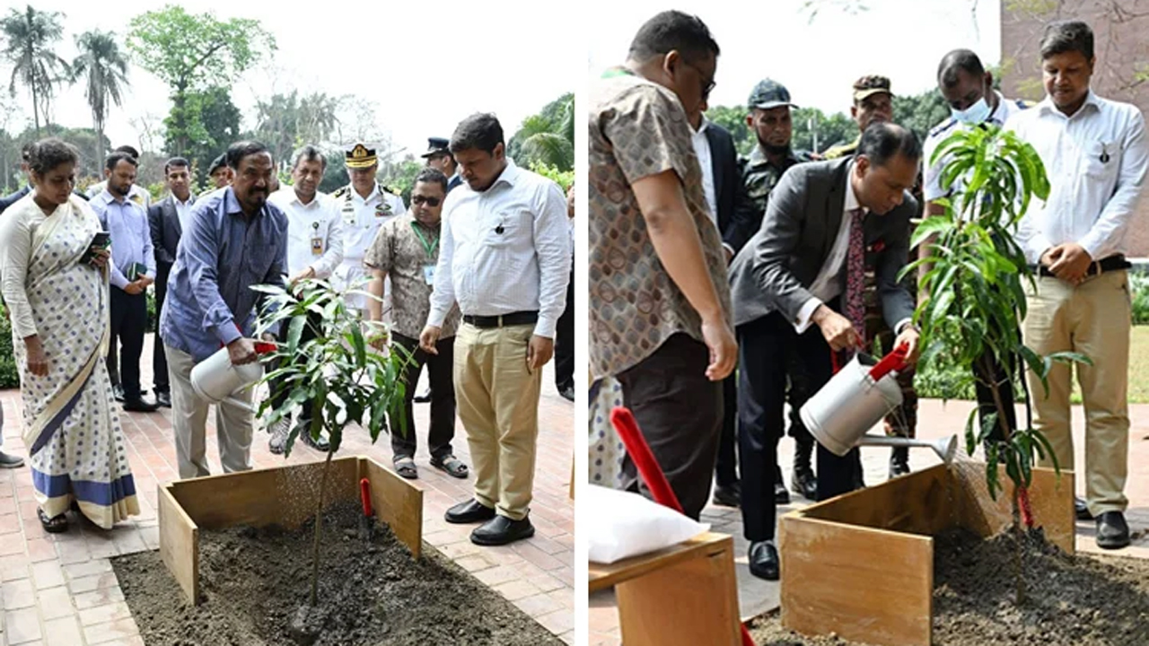 জাতীয় সংসদ ভবন প্রাঙ্গণে স্পিকার হাফিজ উদ্দিন আহমদ বীর বিক্রম এবং ডেপুটি স্পিকার ব্যারিস্টার কায়সার কামাল গাছের চারা রোপণ করেন